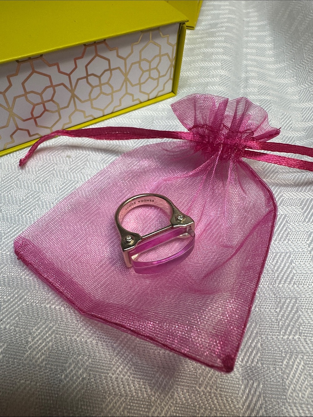 💕 Kendra Scott Cocktail Ring “Jeanne” pink gold size 8 - Picture 4 of 6